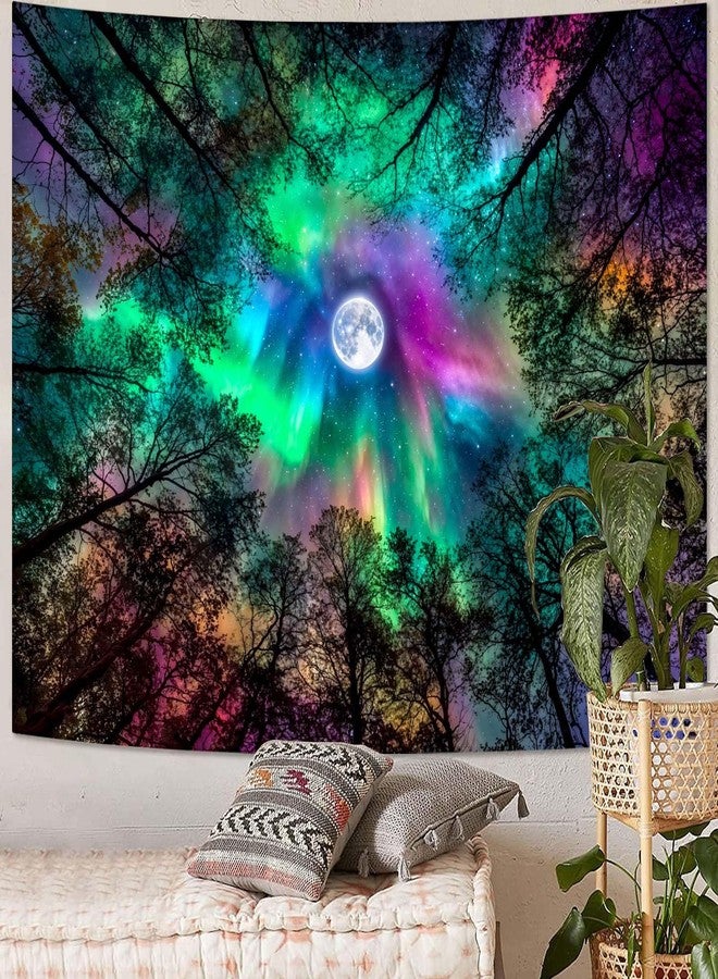 Yeoiat Abstract Rainbow Northern Lights Moon Forest Tapestry Trippy Wall Hanging Aesthetic Decor for Bedroom Dorm Living Room, 60x44 Inch - Image 3